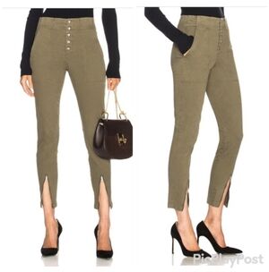A.L.C. Ezra Olive Green Button Up Highwaisted Cotton Stretch Blend Pants(4)